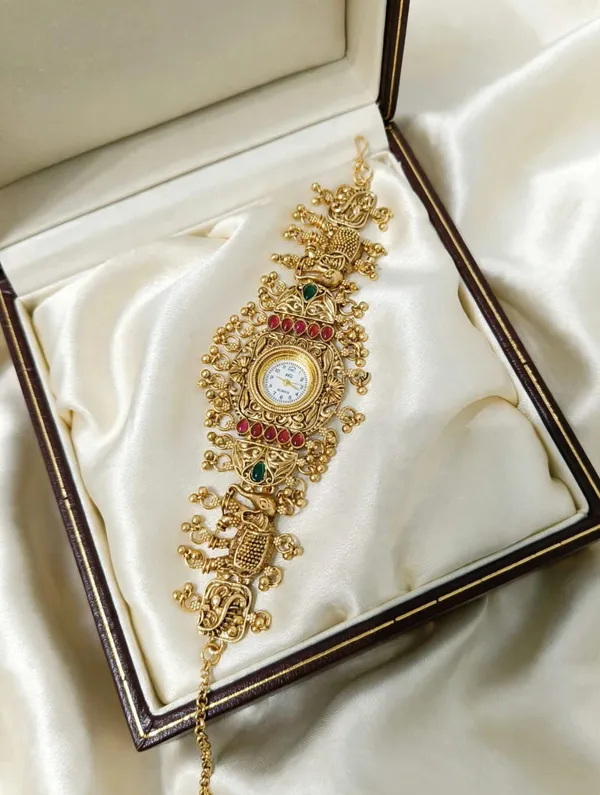 Viva_Jewels_Royal_South_Indian_Temple_Bracelet_Watch_–_Antique_Gold_Kemp_Studded_Armlet_Wristwatch_for_Festive_&_Bridal_Wear