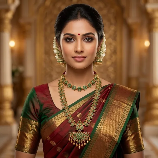 Viva_Jewels_Royal_Temple_Emerald_Green_Stone_Necklace_Set_–_Antique_Matte_Gold_Short_&_Long_Haram_Combo_with_Studs_&_Jhumkas