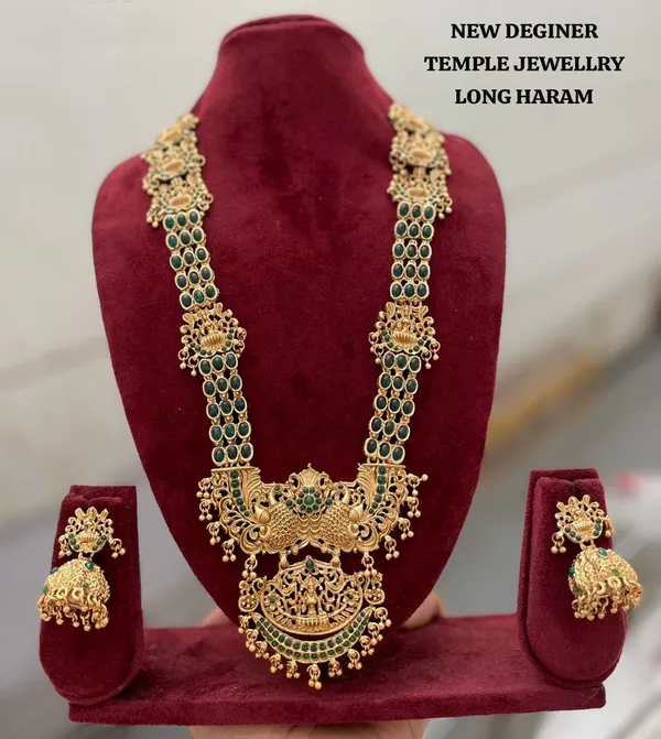 Viva_Jewels_Royal_Temple_Heritage_Long_Haram_–_Gold-Plated_Long_Necklace_with_Grand_Lakshmi_&_Peacock_Pendant,_Emerald-Green_Stone_Inlays,_and_Matching_Statement_Jhumkas