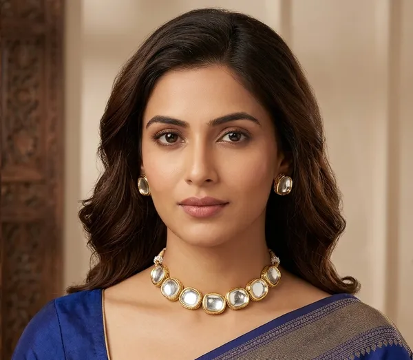 Viva_Jewels_Sovereign_Square_Choker_Set_–_Gold-Plated_Large_Polki-Style_Kundan_Necklace_with_Matching_Solitaire_Studs
