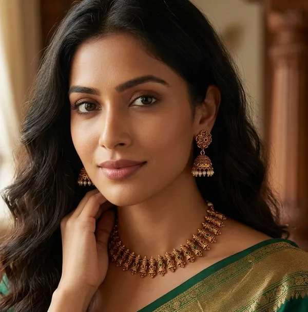 Viva_Jewels_Traditional_Antique_Gold-Plated_Kemp_Temple_Necklace_Set_–_Royal_Matte_Finish_Festive_Collar_Choker_with_Matching_Jhumka_Earrings_for_Weddings_&_Festivals