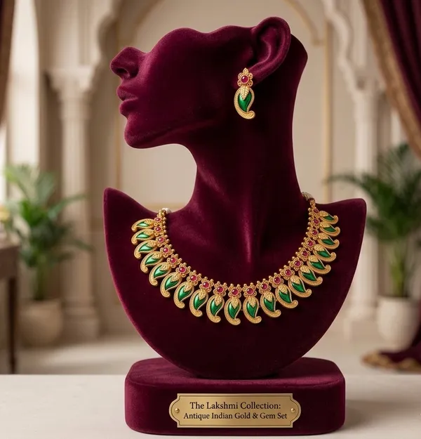 Viva_Jewels_Traditional_Antique_Gold-Plated_Manga_Malai_Necklace_Set_–_Classic_South_Indian_Mango_Motif_Choker_with_Emerald_Green_&_Ruby_Accent_Kemp_Stones_and_Matching_Drop_Earrings