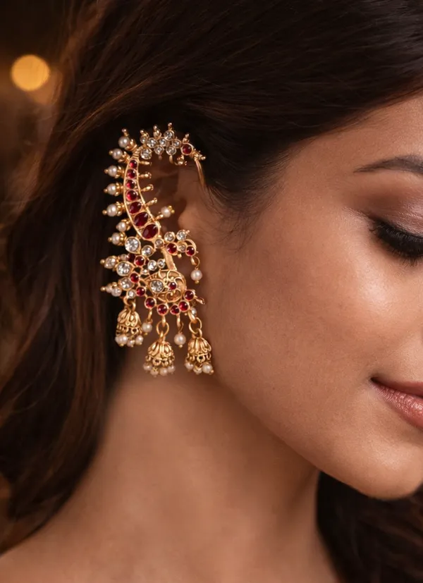 Viva_Jewels_Antique_Gold_Designer_Ear-Cuffs_|_Premium_CZ_Temple_Jhumka_with_Full_Ear_Wrap_|_Traditional_Bridal_Jewelry_Set