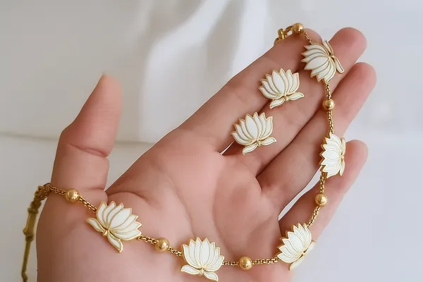 Viva_Jewels_Traditional_Gold-Plated_White_Meenakari_Lotus_Motif_Choker_Set_–_Delicate_Enameled_Floral_Designer_Necklace_with_Matching_Stud_Earrings