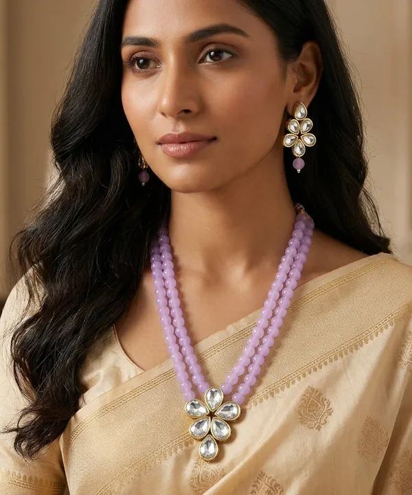 Viva_Jewels_Regal_Lavender-Violet_Brass_Premium_Multi-Strand_Necklace_Set_–_Majestic_Double-Strand_Pastel_Bead_Necklace_with_Grand_Floral_Kundan_Pendant_and_Matching_Earrings