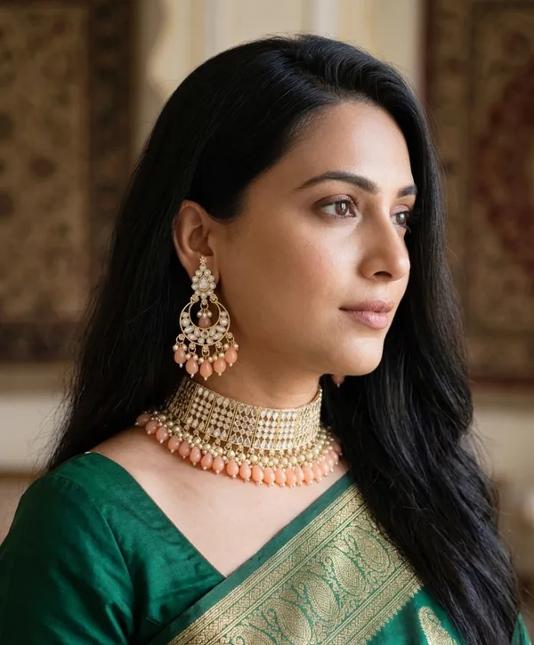 Viva_Jewels_Regal_Peach_Mirror-Work_Choker_Set_–_Handcrafted_Gold-Plated_Kundan_Choker_with_Statement_Chandbali_Earrings_and_Pastel_Peach_Drop_Accents