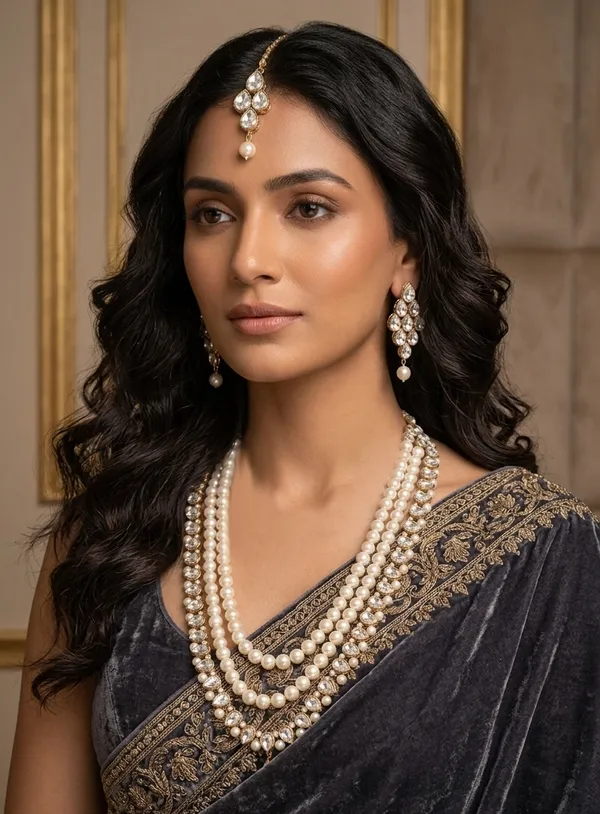 Viva_Jewels_Royal_5-Layer_Pearl_&_Kundan_Long_Necklace_Set_with_Matching_Drop_Earrings_–_Bridal_&_Festive_Wear