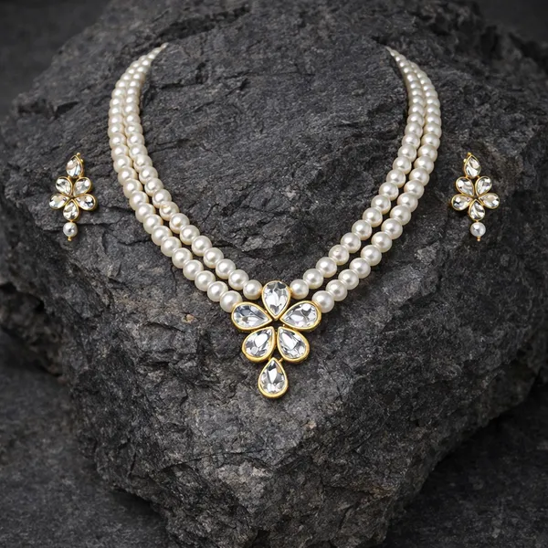 Viva_Jewels_Regal_Double-Layer_White_Shell_Pearl_Necklace_–_Traditional_Gold-Plated_Kundan_Floral_Pendant_Set_with_Matching_Drop_Earrings