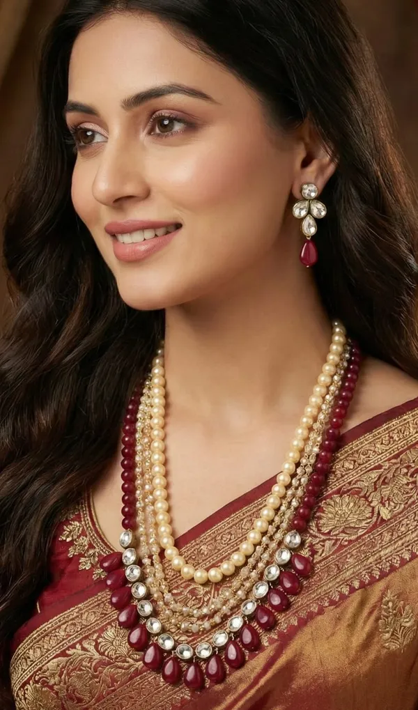 Viva_Jewels_Regal_Maroon_&_Cream_Multi-Layer_Rani_Haar_Set_–_Premium_Gold-Plated_Kundan_Necklace_with_Teardrop_Droplets_and_Matching_Statement_Earrings