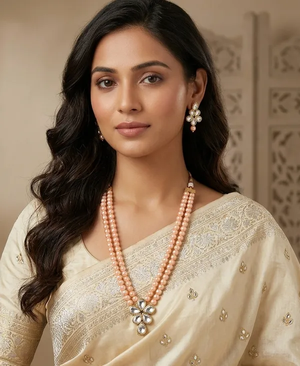 Viva_Jewels_Regal_Double-Layer_Peach_Pearl_Statement_Set_–_Handcrafted_Gold-Plated_Rani_Haar_with_Floral_Kundan_Pendant_and_Matching_Drop_Earrings