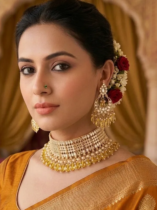 Viva_Jewels_Sun-Kissed_Yellow_&_Gold_Kundan_Choker_Set_–_Premium_Brass-Based_Handcrafted_Necklace_with_Citrine-Toned_Droplets_and_Matching_Statement_Earrings