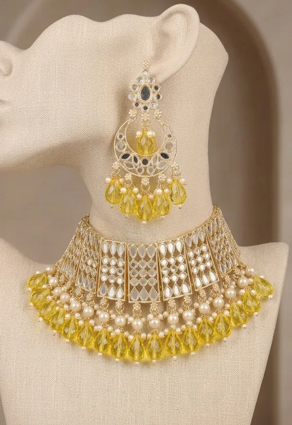 Viva_Jewels_Sun-Kissed_Yellow_&_Gold_Kundan_Choker_Set_–_Premium_Brass-Based_Handcrafted_Necklace_with_Citrine-Toned_Droplets_and_Matching_Statement_Earrings