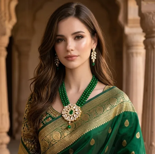 Viva_Jewels_Regal_Triple-Layer_Emerald_Green_Statement_Set_–_Handcrafted_Gold-Plated_Rani_Haar_with_Floral_Kundan_Mandala_Pendant_and_Matching_Drop_Earrings