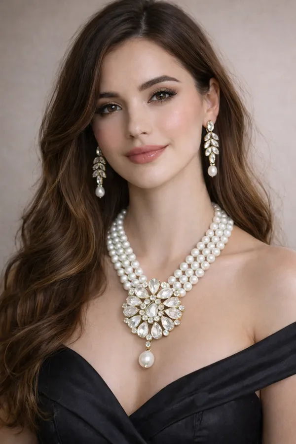 Viva_Jewels_Regal_Triple-Layer_Ivory_Pearl_Statement_Set_–_Handcrafted_Gold-Plated_Rani_Haar_with_Floral_Kundan_Mandala_Pendant_and_Matching_Drop_Earrings