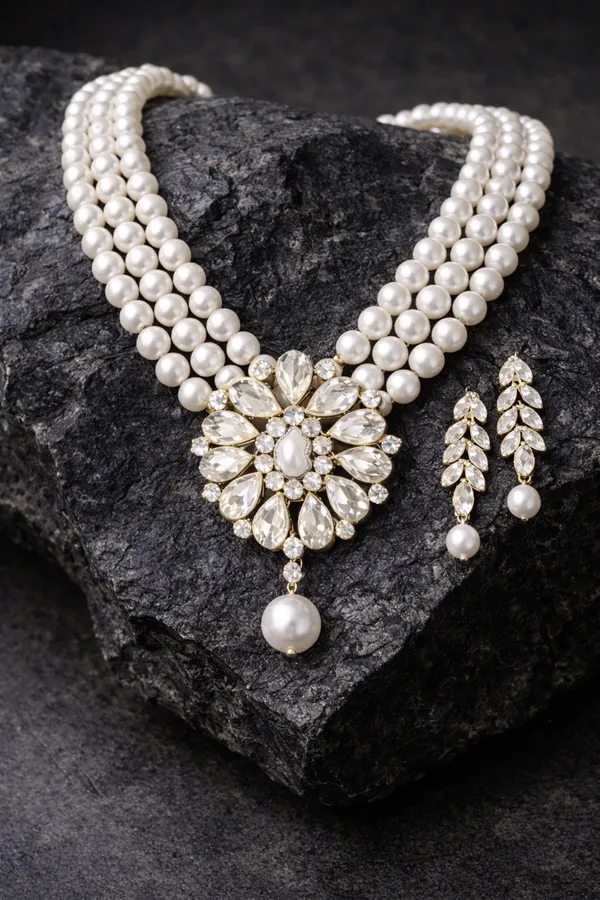 Viva_Jewels_Regal_Triple-Layer_Ivory_Pearl_Statement_Set_–_Handcrafted_Gold-Plated_Rani_Haar_with_Floral_Kundan_Mandala_Pendant_and_Matching_Drop_Earrings