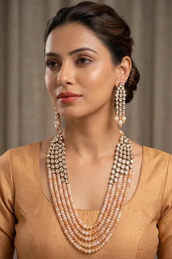Viva_Jewels_Regal_5-Layer_Peach_&_Cream_Kundan_Haar_–_Premium_Gold-Plated_Long_Necklace_Set_with_Shimmering_Bead_Strands_and_Matching_Statement_Earrings