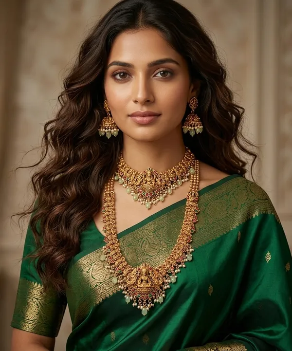 Viva_Jewels_Regal_Matte-Finish_Temple_Jewelry_Combo_Set_–_Premium_Gold-Plated_Lakshmi_Motif_Choker,_Grand_Long_Haar,_and_Matching_Statement_Jhumkas