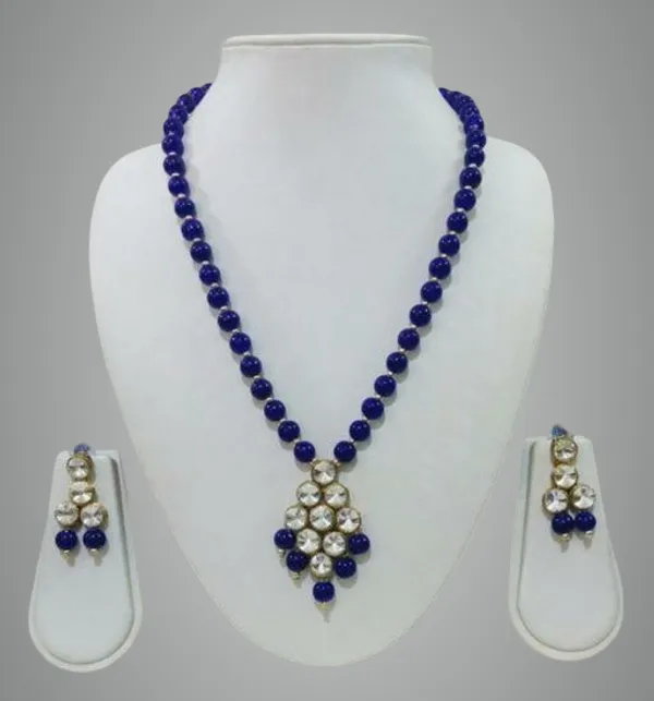 Viva_Jewels_Royal_Blue_Beaded_Kundan_Necklace_Set_–_Elegant_Blue_Bead_String_Necklace_with_Traditional_Kundan_Drop_Pendant_and_Matching_Earrings
