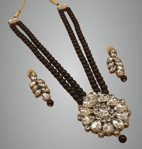 Viva_Jewels_Midnight_Heritage_Necklace_Set_–_Premium_Gold-Plated_Brass_Long_Necklace_with_Double-Strand_Black_Beads_and_Matching_Kundan_Drop_Earrings