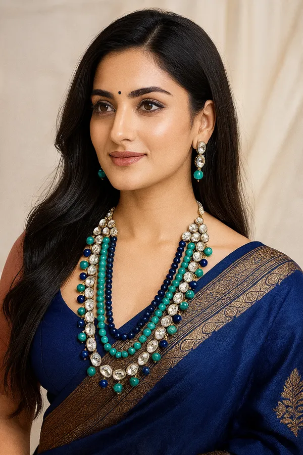 Viva_Jewels_Regal_Navy_&_Teal_Triple-Strand_Kundan_Necklace_–_Premium_Brass-Based_Elegant_Neckpiece_with_Shimmering_Polki_Accents_and_Matching_Earrings