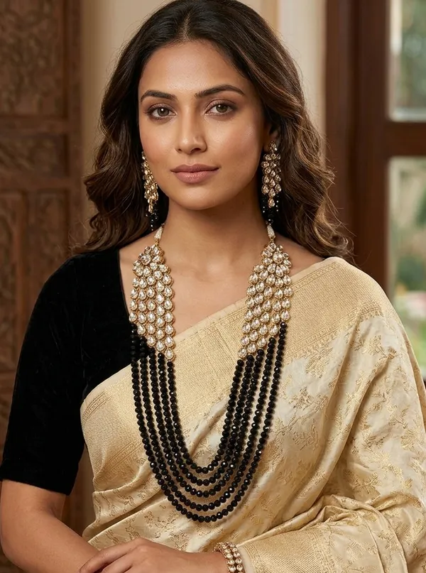 Viva_Jewels_Regal_Black_Brass_Premium_Multi-Strand_Necklace_Set_–_Majestic_Five-Strand_-_Black_Necklace_with_Grand_Kundan_Accents_and_Matching_Statement_Earrings
