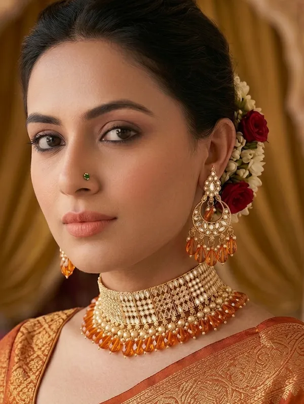 Viva_Jewels_Vibrant_Tangerine_&_Gold_Choker_Set_–_Premium_Brass-Based_Handcrafted_Necklace_with_Kundan_Accents_and_Matching_Statement_Earrings