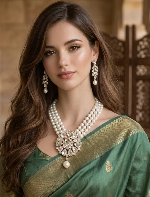 Viva_Jewels_Regal_Triple-Layer_Ivory_Pearl_Statement_Set_–_Handcrafted_Gold-Plated_Rani_Haar_with_Floral_Kundan_Mandala_Pendant_and_Matching_Drop_Earrings