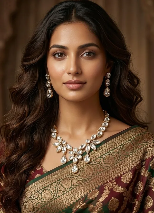 Viva_Jewels_Regal_Gold-Plated_White_Stone_Statement_Set_–_Handcrafted_Floral_Pear-Cut_Crystal_Necklace_with_Matching_Drop_Earrings