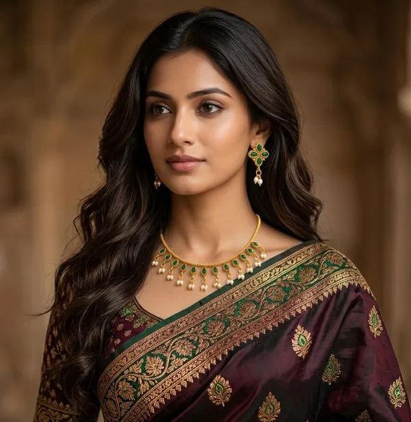 Viva_Jewels_Regal_Gold-Plated_Emerald_Green_Stone_Choker_Set_–_Classic_Traditional_Choker_with_Vibrant_Synthetic_Stones,_Guttapusalu_Pearl_Hangings,_and_Matching_Earrings