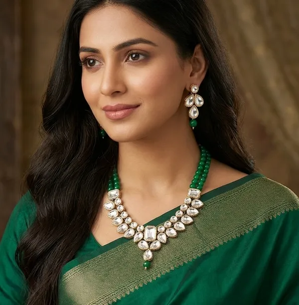 Viva_Jewels_Regal_Emerald-Green_Kundan_Choker_Set_–_Gold-Plated_Necklace_with_Matching_Statement_Earrings