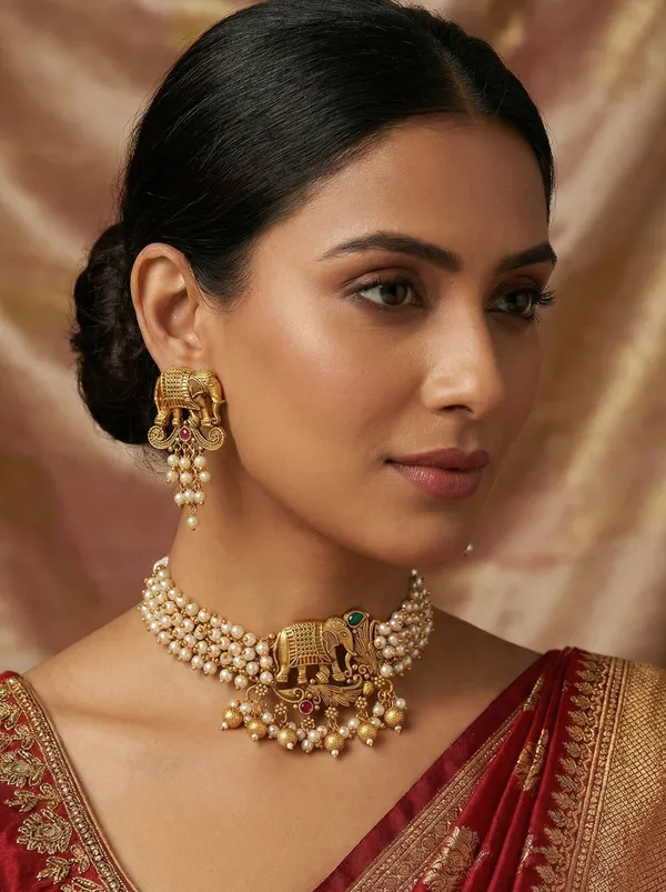 Viva_Jewels_Regal_Heritage_Gold-Plated_Elephant_Motif_Choker_Set_–_Handcrafted_Temple_Jewelry_with_Multi-Strand_Pearls,_Rubies,_and_Emerald_Accents