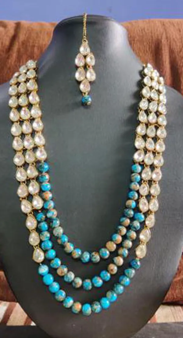 Viva_Jewels_Serene_Sky_Blue_Kundan_Choker_Set_–_Gold-Plated_Brass_Necklace_with_Pastel_Blue_Bead_Strands_and_Matching_Floral_Drop_Earrings