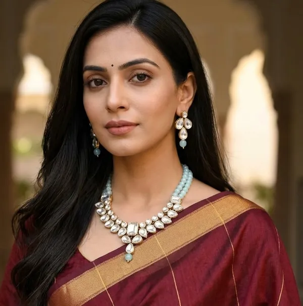 Viva_Jewels_Enchanted_Ice_Blue_Kundan_Choker_Set_–_Gold-Plated_Statement_Necklace_with_Dual-Strand_Crystal_Beads_and_Teardrop_Floral_Earrings