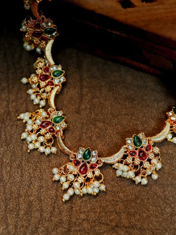 Viva_Jewels_Ethnic_Gold-Plated_Multicolor_Brass_Necklace_Set_–_Elegant_Traditional_Choker_with_Coordinating_Drop_Earrings_for_Weddings_&_Festivities