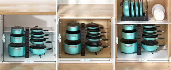 Silver_8-Tier_Pots_And_Pans_Organizer_Rack_Under_Cabinet_15_Heightkitchen_Cabinet_Organizers_And_Storage_Light-Duty_Adjustable_Pot_Racks_Pan_Organizers_(Lightduty-15_H-)
