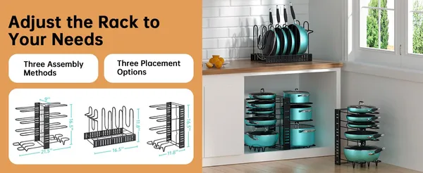 Silver_8-Tier_Pots_And_Pans_Organizer_Rack_Under_Cabinet_15_Heightkitchen_Cabinet_Organizers_And_Storage_Light-Duty_Adjustable_Pot_Racks_Pan_Organizers_(Lightduty-15_H-)