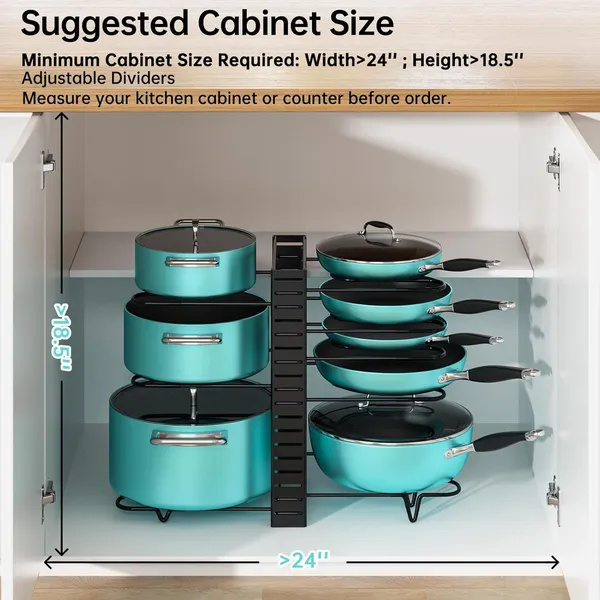 Silver_8-Tier_Pots_And_Pans_Organizer_Rack_Under_Cabinet_15_Heightkitchen_Cabinet_Organizers_And_Storage_Light-Duty_Adjustable_Pot_Racks_Pan_Organizers_(Lightduty-15_H-)