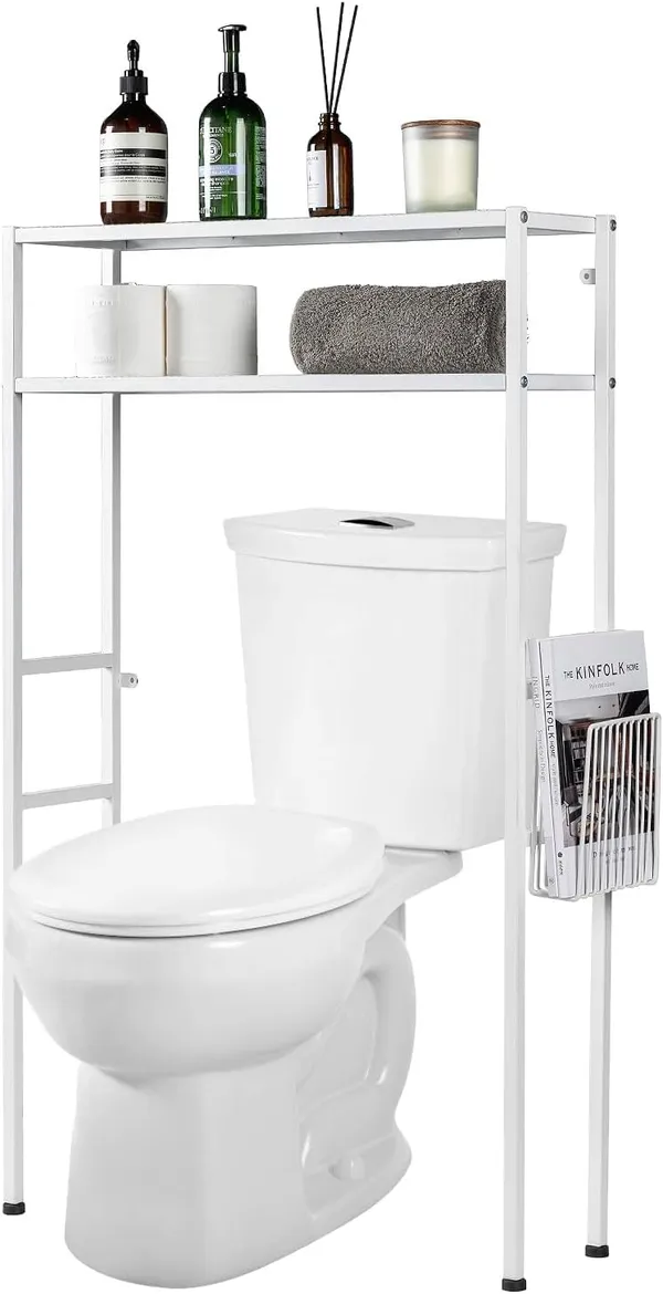 White_2-Tier_Over_The_Toilet_Storage_Space_Saver_Metal_Bathroom_Shelves_Freestanding_Above_Over_Toilet_Storage_Shelf_With_1_Magazine_Holder_Basket_(2_Tier)
