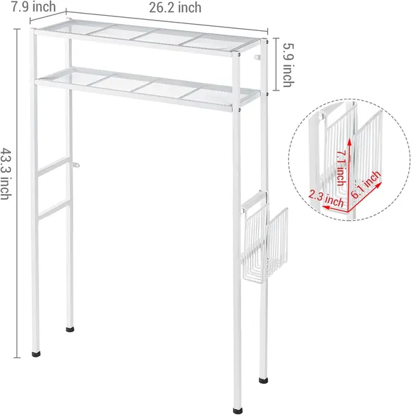 White_2-Tier_Over_The_Toilet_Storage_Space_Saver_Metal_Bathroom_Shelves_Freestanding_Above_Over_Toilet_Storage_Shelf_With_1_Magazine_Holder_Basket_(2_Tier)
