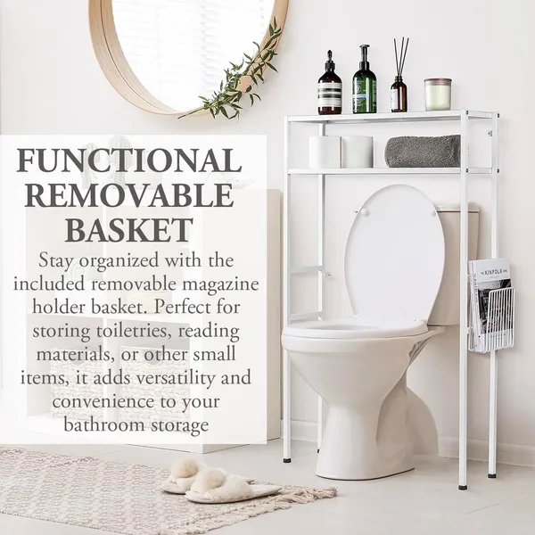 White_2-Tier_Over_The_Toilet_Storage_Space_Saver_Metal_Bathroom_Shelves_Freestanding_Above_Over_Toilet_Storage_Shelf_With_1_Magazine_Holder_Basket_(2_Tier)