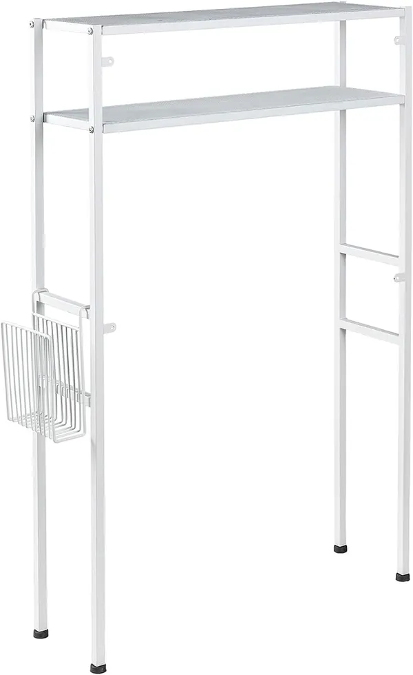 White_2-Tier_Over_The_Toilet_Storage_Space_Saver_Metal_Bathroom_Shelves_Freestanding_Above_Over_Toilet_Storage_Shelf_With_1_Magazine_Holder_Basket_(2_Tier)