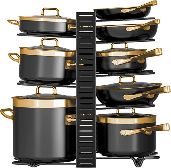 Black_Big_Size_24_Inch_Height_Pots_And_Pans_Organizer_Under_Cabinet:_Heavy_Duty_8_Tier_Pan_Organizers_With_3_Diy_Assembly_Adjustable_Pot_Organizer_With_Tilted_Scratch-Proof_Dividers