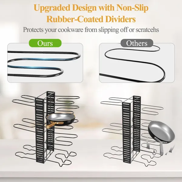Black_Big_Size_24_Inch_Height_Pots_And_Pans_Organizer_Under_Cabinet:_Heavy_Duty_8_Tier_Pan_Organizers_With_3_Diy_Assembly_Adjustable_Pot_Organizer_With_Tilted_Scratch-Proof_Dividers
