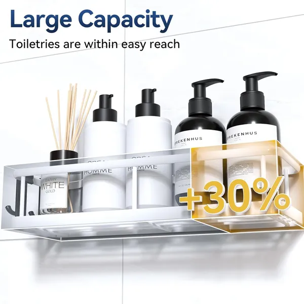 White_Shower_Caddy_Adhesive_No_Drill_Bathroom_Shower_Organizers_With_Removable_Hooks_Rust_Proof_Shower_Shelves_Wall-Mounted_Shower_Holder_(_2_Pack)