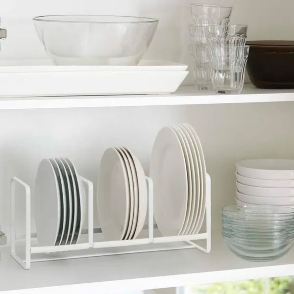 Black_Steel_Plate_Rack_With_Three_Partitions_For_Multipurpose_Use_Kitchen_Storage_Organiser_-_Size_13X_6_X_6_Cm
