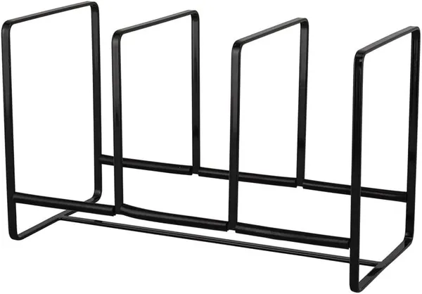 Black_Steel_Plate_Rack_With_Three_Partitions_For_Multipurpose_Use_Kitchen_Storage_Organiser_-_Size_13X_6_X_6_Cm