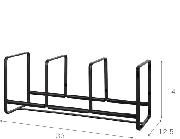 Black_Steel_Plate_Rack_With_Three_Partitions_For_Multipurpose_Use_Kitchen_Storage_Organiser_-_Size_13X_6_X_6_Cm