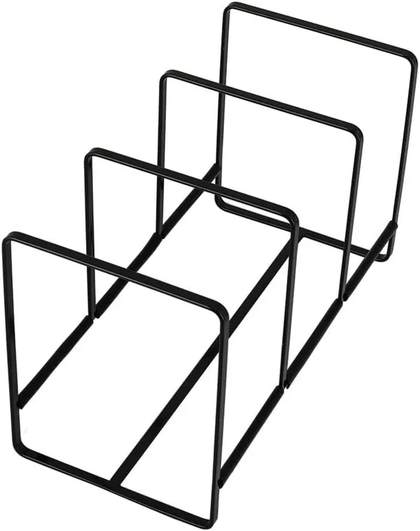 White_Steel_Plate_Rack_With_Three_Partitions_For_Multipurpose_Use_Kitchen_Storage_Organiser_-_Size_13X_6_X_6_Cm