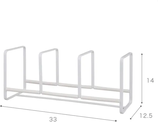 White_Steel_Plate_Rack_With_Three_Partitions_For_Multipurpose_Use_Kitchen_Storage_Organiser_-_Size_13X_6_X_6_Cm