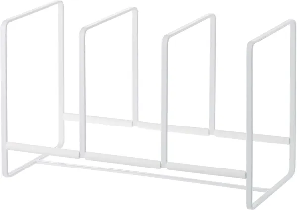 White_Steel_Plate_Rack_With_Three_Partitions_For_Multipurpose_Use_Kitchen_Storage_Organiser_-_Size_13X_6_X_6_Cm